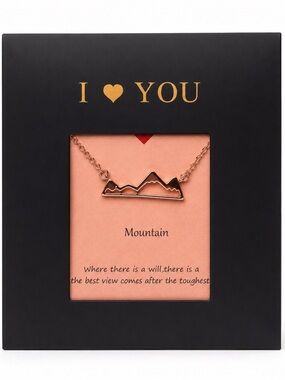 Rose Gold Mountain Necklace Inspirational Gift Card I Love You Mountain Pendant